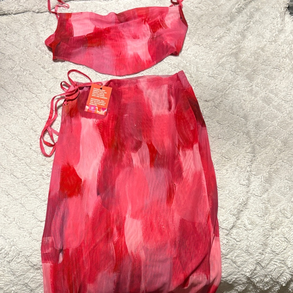 Red and Pink Two-Piece Set